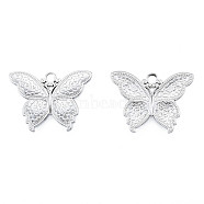 201 Stainless Steel Pendants, Butterfly, Stainless Steel Color, 19x25x2mm, Hole: 2.5mm(STAS-N098-227P)