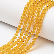 Glass Beads Strands, Faceted, Rondelle, Orange, 3.5x3mm, Hole: 0.4mm, about 123~127pcs/strand, 13.78 inch~14.17 inch(35~36cm)(EGLA-A034-T3mm-D17)