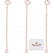 3Pcs 925 Sterling Silver Cable Chain Extender, End Chains with Spring Ring Clasps, with S925 Stamp, Rose Gold, 2 inch(5.1cm)(BJEW-BBC0003-32A)