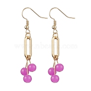 Imitation Jade Glass Dangle Earrings, with 304 Stainless Steel Earring Hooks, Orchid, 53mm(EJEW-JE05924-04)