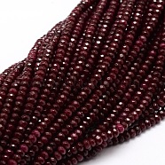 Dyed Natural Malaysia Jade Rondelle Beads Strands, Faceted, Dark Red, 4x2~3mm, Hole: 1mm, about 115pcs/strand, 14 inch(X-G-E316-2x4mm-20)