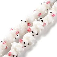 Handmade Lampwork Beads, Bumpy, Bear, White, 16~19x10~12x12~15mm, Hole: 1.6~2mm, about 20pcs/strand, 13.58 inch(34.5cm)(LAMP-F020-28)