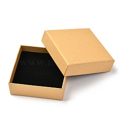 Square Paper Box, Snap Cover, with Sponge Mat, Jewelry Box, Gold, 11.2x11.2x3.9cm, Inner Size: 103x103mm(CBOX-L010-A02)