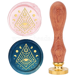 Brass Wax Seal Stamp with Rosewood Handle, for DIY Scrapbooking, Eye Pattern, 25mm(AJEW-WH0412-0018)
