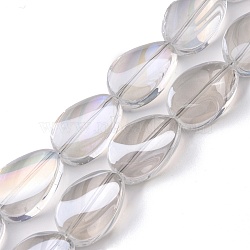 Transparent Electroplate Glass Bead Strands, AB Color Plated, Teardrop, Clear AB, 18.5x12.5x6mm, Hole: 1mm, about 40pcs/strand, 29.29 inch(74.4cm)(EGLA-C001-AB02)