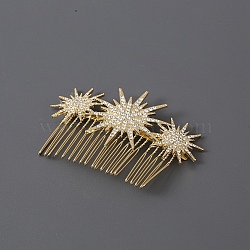 Star Alloy Rhinestone Hair Combs, Hair Accessories for Women and Girls, Golden, 67x100mm(PW-WG71773-01)