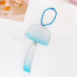 Gradient Color Transparent Acrylic Keychain Blanks, with Ball Chains and Glitter Powder, Wind Chime, Sky Blue, 14.5cm(ZXFQ-PW0003-15D-02)