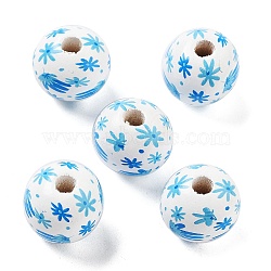 Wood European Beads, Large Hole Beads, Flower, Light Sky Blue, 15.5~16x14.5mm, Hole: 4mm(WOOD-M011-06A)