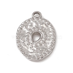 Non-Tarnish 304 Stainless Steel Pendants, Textured, Oval Charm, Stainless Steel Color, 21.5x15x2mm, Hole: 2.3mm(STAS-P316-11P)