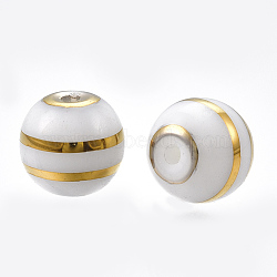 Electroplate Glass Beads, Stripe Round, Gold, 8mm, Hole: 1mm, 300pcs/bag(EGLA-S173-10G)