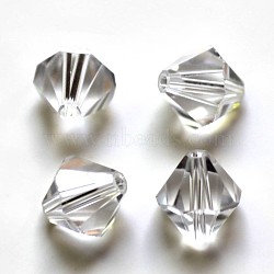 Imitation Austrian Crystal Beads, Grade AAA, K9 Glass, Faceted, Bicone, Clear, 4x4mm, Hole: 0.7~0.9mm(SWAR-F022-4x4mm-001)