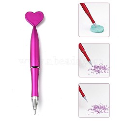 Heart ABS Plastic Nail Art Rhinestones Pickers Pens, Dual-ended Nail Art Dotting Tools, Point Nail Art Craft Tool Pen, with Stainless Steel Finding, Medium Violet Red, 14x2.5x1.2cm(AJEW-C040-02A)