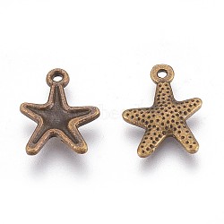 Tibetan Style Alloy Starfish/Sea Stars Charms, Lead Free and Cadmium Free, Antique Bronze, 16x12mm, Hole: 1mm(MLF0463Y)