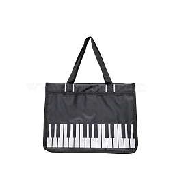 Nylon Piano Keys Music Tote Bags, Music Shopping Bag with Zipper, Rectangle, Black, 37x28x12cm(PW-WG40057-02)