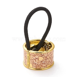 Alloy Ponytail Cuff Rubber Elastic Hair Ties, with Enamel, Heart Pattern, Girls Hair Accessories, Golden, Gold, 33.5x22mm, Inner Diameter: 29mm, Rope: 3.5mm(OHAR-P018-A01)