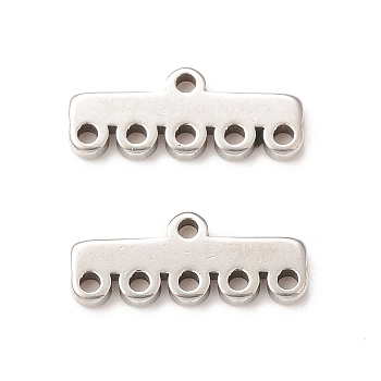 304 Stainless Steel Chandelier Component Links, 6-Loop Connector, Rectangle, Stainless Steel Color, 5x13.5x1.5mm, Hole: 1mm
