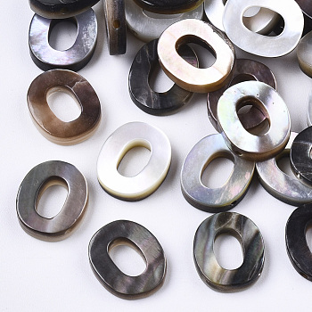 Natural Black Lip Shell Beads, Top Drilled Beads, Letter.O, O: 10x8.5x2.5mm, Hole: 0.6mm