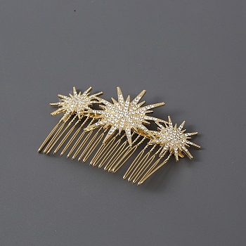 Star Alloy Rhinestone Hair Combs, Hair Accessories for Women and Girls, Golden, 67x100mm