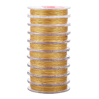 Tiger Tail Wire, Stainless Steel Wire, Round, Golden, 0.6mm, about 32.81 Feet(10m)/Set
