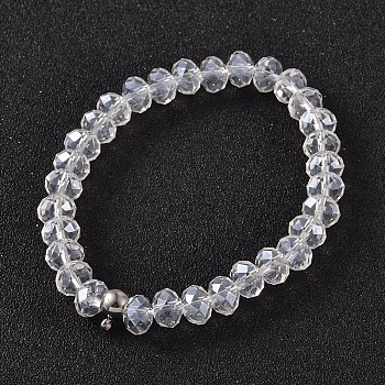 Korean Elastic Thread Glass Beaded Stretch Bracelet Making, with 304 Stainless Steel Findings, Clear, 55mm