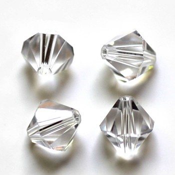 Imitation Austrian Crystal Beads, Grade AAA, Faceted, Bicone, Clear, 4x4mm, Hole: 0.7~0.9mm