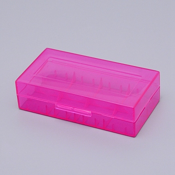 Plastic Battery Storage Box, Rectangle, Fuchsia, 4.25x7.7x2.1cm, Inner Size: 3.75x7.3cm