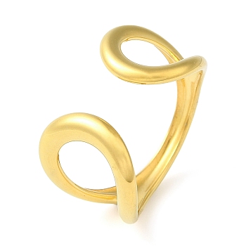 304 Stainless Steel Open Cuff Rings for Women, Irregular, Real 18K Gold Plated, 14mm, Inner Diameter: 18mm