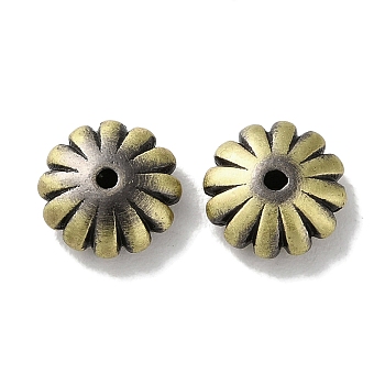 Tibetan Style Brass Beads, Cadmium Free & Lead Free, Flower, Antique Bronze, 9.5x3.5mm, Hole: 1.2mm