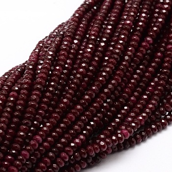 Dyed Natural Malaysia Jade Rondelle Beads Strands, Faceted, Dark Red, 4x2~3mm, Hole: 1mm, about 115pcs/strand, 14 inch