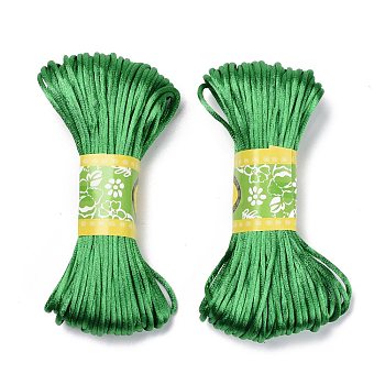 Korean Polyester Cord, Chinese Knotting Cord, Rattail Satin Cord, Green, 2.5mm, about 21.87 yards(20m)/bundle