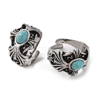 Cross Synthetic Turquoise Finger Rings