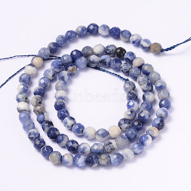 Faceted Natural Sodalite Round Bead Strands(G-L377-45-4mm)-2