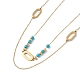 Collier double couche avec breloques en émail et perles de turquoise synthétique(NJEW-P269-20D-G)-3