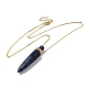 Dyed Natural Lapis Lazuli Bullet Shaped Perfume Bottle Pendant Necklaces(G-B089-02G-09)-2