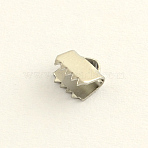 Tarnish Resistant Stainless Steel Ribbon Crimp Ends, Stainless Steel Color, 8x8.5mm, Hole: 1.5mm(STAS-Q187-03)
