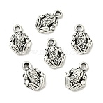 Tibetan Style Alloy Frog Charms, Antique Silver, 13x9x3mm, Hole: 1.5mm(TIBEP-O009-28)