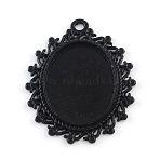 Electrophoresis Alloy Oval Pendant Cabochon Settings, Cadmium Free & Nickel Free & Lead Free, Black, Tray: 25x18mm, 39x29.5x2mm, Hole: 3mm(X-PALLOY-Q304-49-NR)