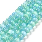 Natural Selenite Beads Strands, Grade A, Dyed, Round, Cyan, 10mm, Hole: 0.8mm, about 36~38pcs/strand, 15.16~15.35''(38.5~39cm)(G-P493-03C)