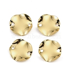 Textured Brass Connector Charms, Flat Round Links, Rack Plating, Long-Lasting Plated, Cadmium Free & Lead Free, Real 18K Gold Plated, 11.5x1.5mm, Hole: 1.4mm(KK-CBAF17A-17G)