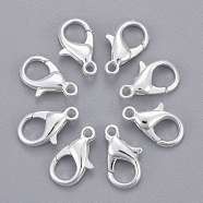 Silver Color Plated Alloy Lobster Claw Clasps, Parrot Trigger Clasps for DIY Metal Jewelry, Cadmium Free & Lead Free, Size: about 8mm wide, 14mm long, hole: 1.5mm(X-E105-S)