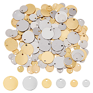 180Pcs 6 Styles 201 Stainless Steel Stamping Blank Tag Pendants, Flat Round, Golden & Stainless Steel Color, 6~12x1mm, Hole: 1.2~1.4mm(STAS-DC0015-48)