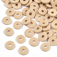 Handmade Polymer Clay Beads, for DIY Jewelry Crafts Supplies, Disc/Flat Round, Heishi Beads, Wheat, 8x1mm, Hole: 2mm, about 13000pcs/1000g(CLAY-Q251-8.0mm-67)
