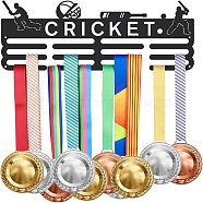 Fashion Iron Medal Hanger Holder Display Wall Rack, with Screws, 3 Line, Word Cricket, Sports Themed Pattern, 150x400mm(ODIS-WH0021-194)