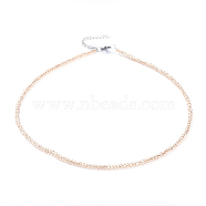 Electroplate Glass Beaded Necklaces, with Stainless Steel Lobster Claw Clasps and Curb Chains, Sandy Brown, 14.96 inch(38cm)(NJEW-JN02793-06)