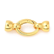 Rack Plating Brass Fold Over Clasps, Oval, Lead Free & Cadmium Free, Long-Lasting Plated, Real 18K Gold Plated, 22x40mm, Hole: 1.4mm(KK-Q781-10G)