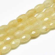 Natural Topaz Jade Beads Strands, Faceted, Oval, 8.5~9x6mm, Hole: 1mm, about 22pcs/strand, 8.07 inch(G-S357-A12)