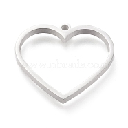304 Stainless Steel Open Back Bezel Pendants, Double Sided Polishing, For DIY UV Resin, Epoxy Resin, Pressed Flower Jewelry, Heart, Stainless Steel Color, 26x30x3mm, Hole: 2mm(STAS-K208-09P-A)