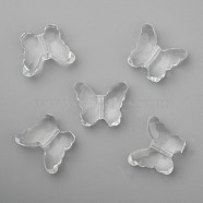 Transparent Acrylic Beads, Butterfly, Clear, about 29mm long, 23mm wide, 12mm thick, hole: 2mm, about 113pcs/500g(PL404Y-6)