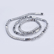Electroplate Non-magnetic Synthetic Hematite Beads Strands, Rectangle, Platinum Plated, 4x2x2mm, Hole: 1mm, about 207pcs/strand, 15.5 inch(39.5cm)(G-J382-2x4x2mm-A06)