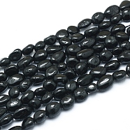 Natural Black Tourmaline Beads Strands, Tumbled Stone, Nuggets, 5~12x6~7mm, Hole: 0.8mm, about 46~57pcs/strand, 15.16 inch(38.5cm)(G-L550A-03)